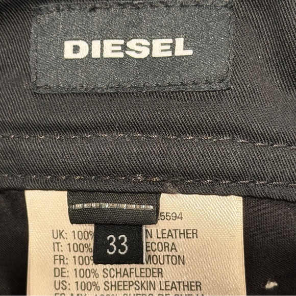 DIESEL Black Moto Biker Jeans Pants w/ Lambskin Leather Panels (Size 33x29) - Picture 12 of 16